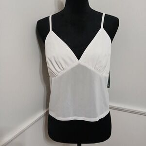 Wild Fable White Sheer V‎ Neck Cami Tank Top Womens L Sexy